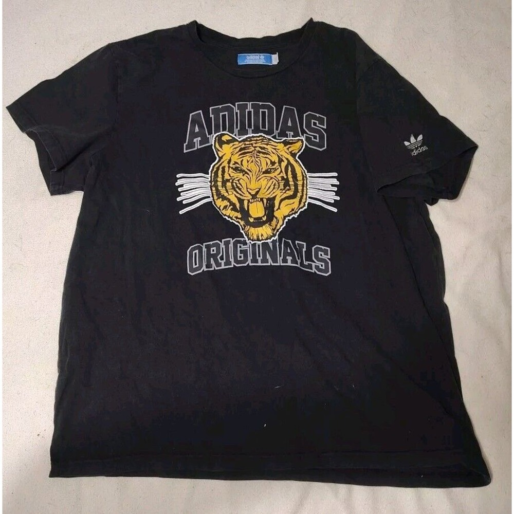 Adidas Originals Black T Shirt Men's Size XXL Tiger Short Sleeve 3 Leaf FF‎